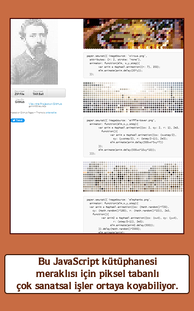 Bu JavaScript kütüphanesi meraklısına piksel tabanlı çok sanatsal işler ortaya koyabiliyor